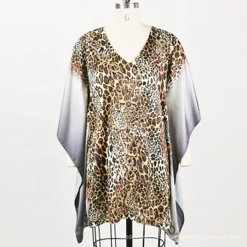 2020 New Style Leopard Printed Bat Sleeves Shirts Plus Size Loose Tops For Women